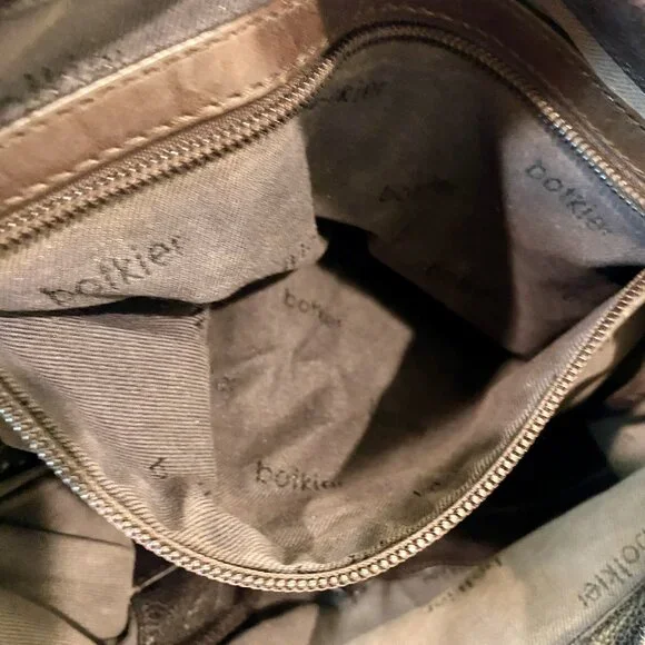 BOTKIER VINTAGE BOMBAY BURGUNDY/BROWN GOLD STUDDED TALL LEATHER HANDBAG - Picture 9 of 12